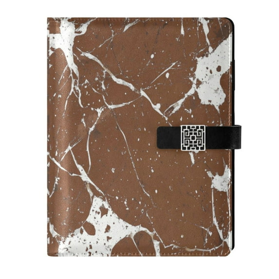 Premium Faux Leather Notebook - Refillable, Multi-Functional Organizer, 23.3x17cm, All-Season Use,Brown Marble