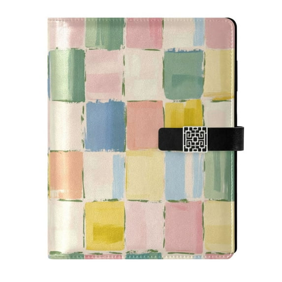 Premium Faux Leather Notebook - Refillable, Multi-Functional Organizer, 23.3x17cm, All-Season Use,Colorful Checkered