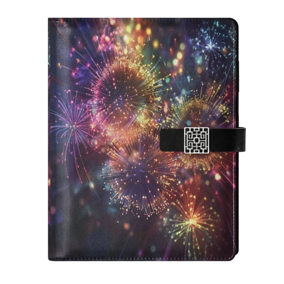 Premium Faux Leather Notebook - Refillable, Multi-Functional Organizer, 23.3x17cm, All-Season Use，Courful Lights