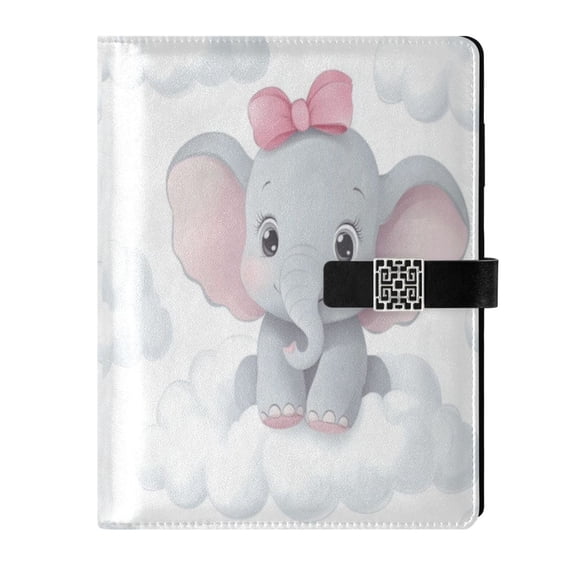 Premium Faux Leather Notebook - Refillable, Multi-Functional Organizer, 23.3x17cm, All-Season UseCute Baby Elephant