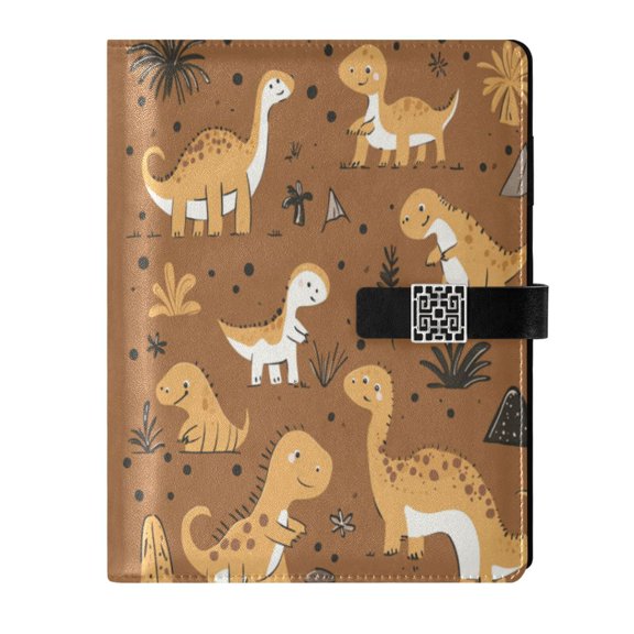 Premium Faux Leather Notebook - Refillable, Multi-Functional Organizer, 23.3x17cm, All-Season UseCute Cartoon Dinosaurs