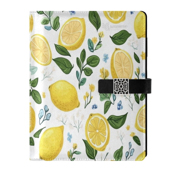 Premium Faux Leather Notebook - Refillable, Multi-Functional Organizer, 23.3x17cm, All-Season Use，Cute Lemon