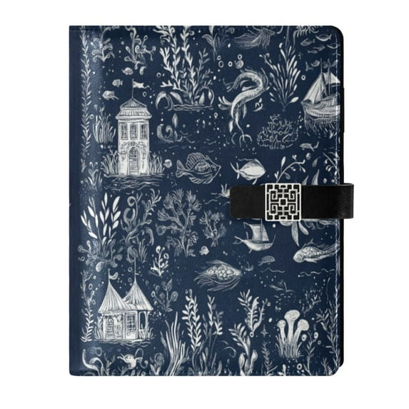 Premium Faux Leather Notebook - Refillable, Multi-Functional Organizer, 23.3x17cm, All-Season Use,Dark Blue Background