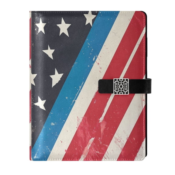 Premium Faux Leather Notebook - Refillable, Multi-Functional Organizer, 23.3x17cm, All-Season Use,Flag