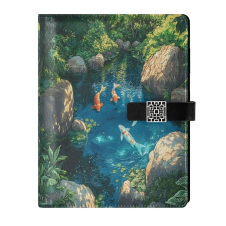 Premium Faux Leather Notebook - Refillable, Multi-Functional Organizer, 23.3x17cm, All-Season Use,Koi Carp