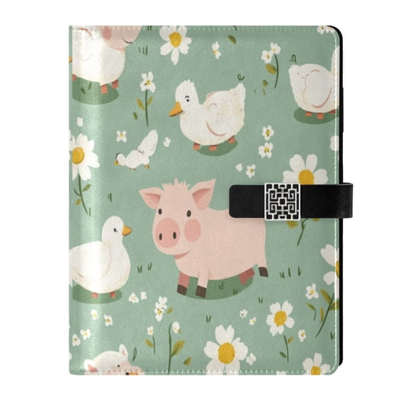 Premium Faux Leather Notebook - Refillable, Multi-Functional Organizer, 23.3x17cm, All-Season UseMany Farm Animals