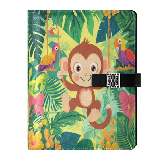 Premium Faux Leather Notebook - Refillable, Multi-Functional Organizer, 23.3x17cm, All-Season Use,Monkey