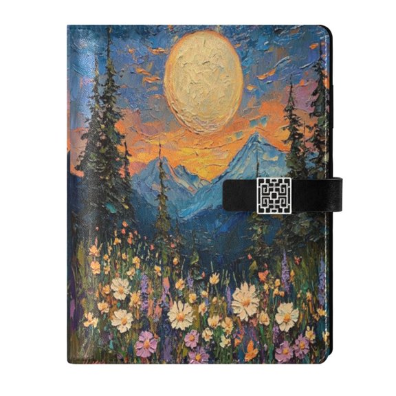 Premium Faux Leather Notebook - Refillable, Multi-Functional Organizer, 23.3x17cm, All-Season Use,Oil Painting Of The Sun