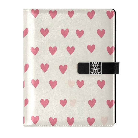 Premium Faux Leather Notebook - Refillable, Multi-Functional Organizer, 23.3x17cm, All-Season Use，Pink Hearts
