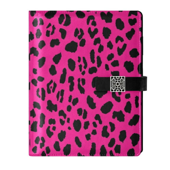 Premium Faux Leather Notebook - Refillable, Multi-Functional Organizer, 23.3x17cm, All-Season UsePink Leopard Print