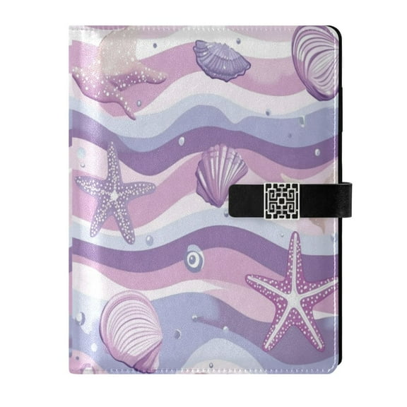 Premium Faux Leather Notebook - Refillable, Multi-Functional Organizer, 23.3x17cm, All-Season UseShells and Waves