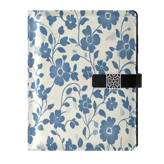 Premium Faux Leather Notebook - Refillable, Multi-Functional Organizer, 23.3x17cm, All-Season Use,Silhouette Flower