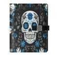 thumbnail image 1 of Premium Faux Leather Notebook - Refillable, Multi-Functional Organizer, 23.3x17cm, All-Season Use，Skull and Blue Flower, 1 of 6