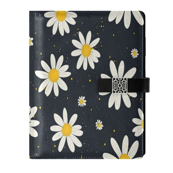 Premium Faux Leather Notebook - Refillable, Multi-Functional Organizer, 23.3x17cm, All-Season UseSmall Daisies
