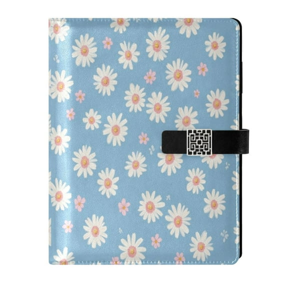 Premium Faux Leather Notebook - Refillable, Multi-Functional Organizer, 23.3x17cm, All-Season UseSmall Daisies