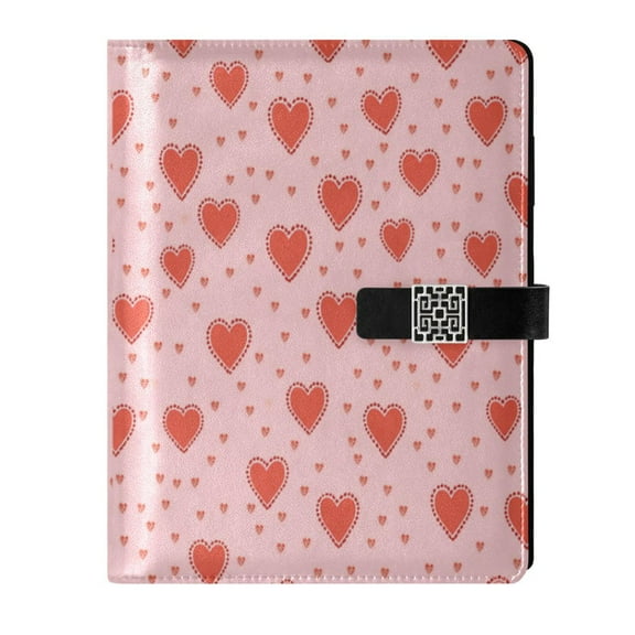 Premium Faux Leather Notebook - Refillable, Multi-Functional Organizer, 23.3x17cm, All-Season Use，Small Red Heart