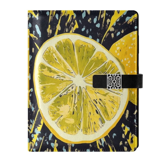 Premium Faux Leather Notebook - Refillable, Multi-Functional Organizer, 23.3x17cm, All-Season Use，Sour Lemon