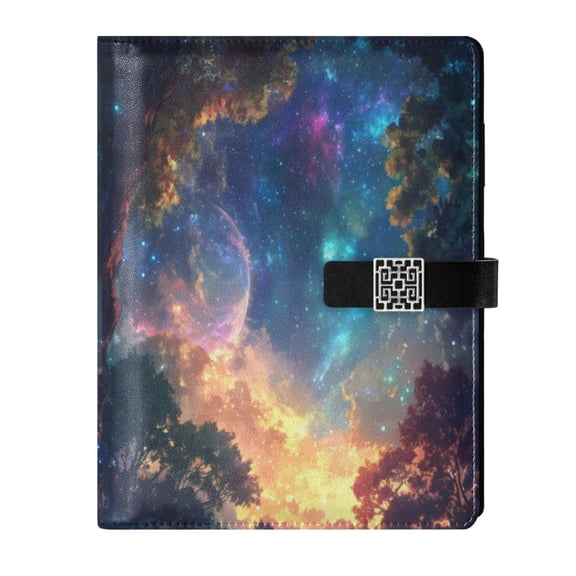 Premium Faux Leather Notebook - Refillable, Multi-Functional Organizer, 23.3x17cm, All-Season Use，Starry Skys
