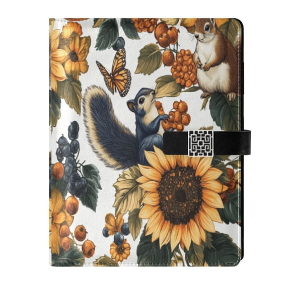 Premium Faux Leather Notebook - Refillable, Multi-Functional Organizer, 23.3x17cm, All-Season Use,Sunflower
