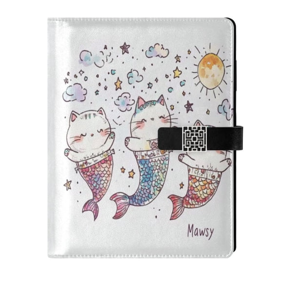 Premium Faux Leather Notebook - Refillable, Multi-Functional Organizer, 23.3x17cm, All-Season Use，Three Little Chubby Cat