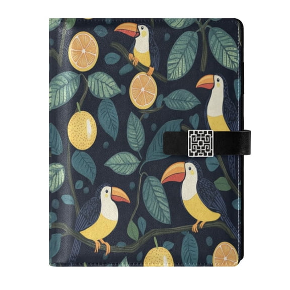 Premium Faux Leather Notebook - Refillable, Multi-Functional Organizer, 23.3x17cm, All-Season UseToucans and Lemons