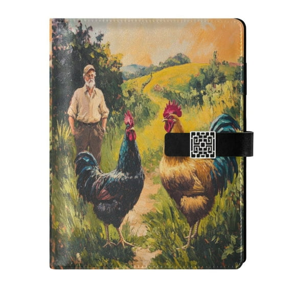 Premium Faux Leather Notebook - Refillable, Multi-Functional Organizer, 23.3x17cm, All-Season Use,Two Hens