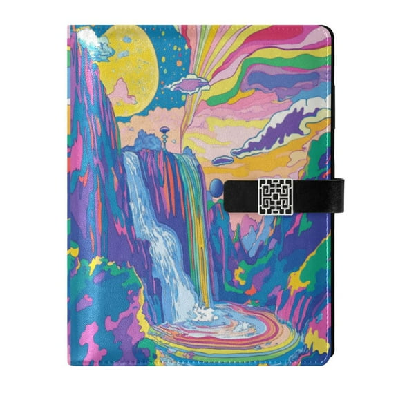 Premium Faux Leather Notebook - Refillable, Multi-Functional Organizer, 23.3x17cm, All-Season Use，Waterfall Trippy