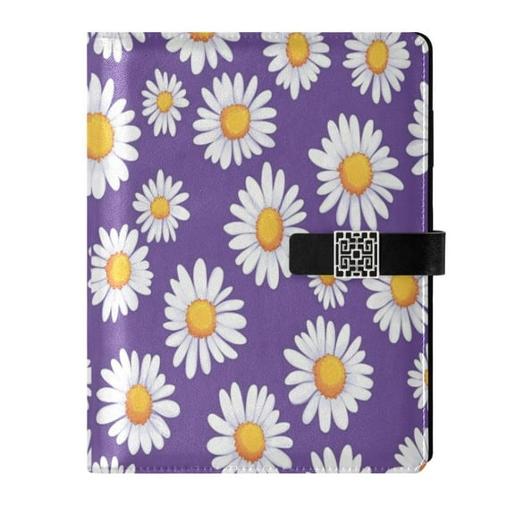 Premium Faux Leather Notebook - Refillable, Multi-Functional Organizer, 23.3x17cm, All-Season UseWhite Daisies