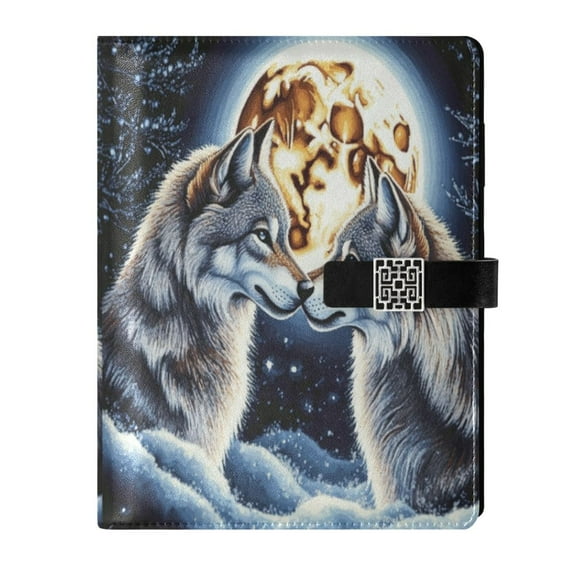 Premium Faux Leather Notebook - Refillable, Multi-Functional Organizer, 23.3x17cm, All-Season Use，Wolves