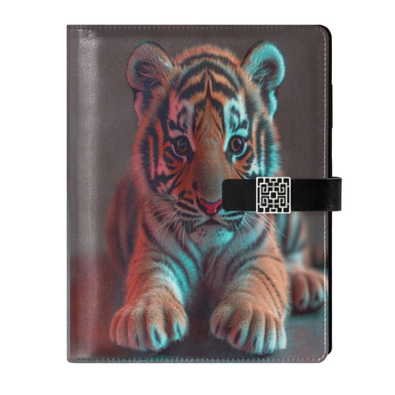 Premium Faux Leather Notebook - Refillable, Multi-Functional Organizer, 23.3x17cm, All-Season Use,Young Tiger