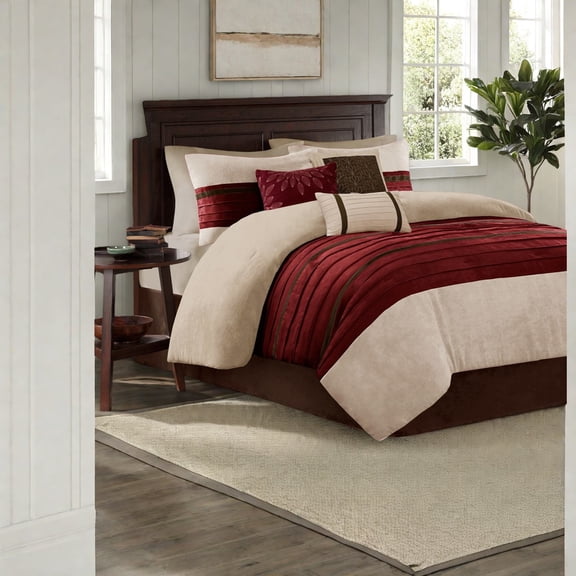 Premium Faux Suede Bedding Sets Red Polyester Stylish Comfort for Home