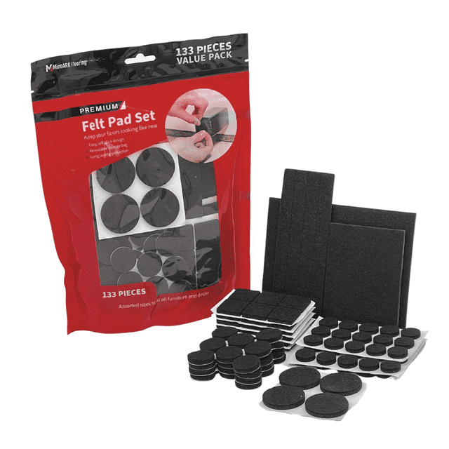Premium Felt Furniture Pads, 133 Piece Multipack, Various Shapes