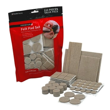 Premium Felt Furniture Pads, 133 Piece Multipack, Various Shapes & Sizes, Oatmeal Felt, by MinnARK