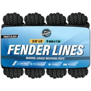 Premium Fender Line - 4 Pack | Double Braided Nylon Boat Lines and Ropes for Docking Buoys & Fenders