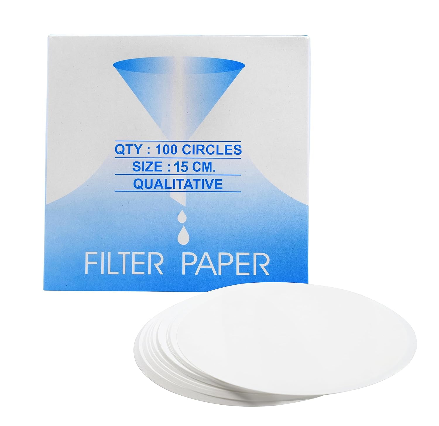 Premium Filter Paper, 15cm, Pack of 100 Chemistry Filter Paper, Lab