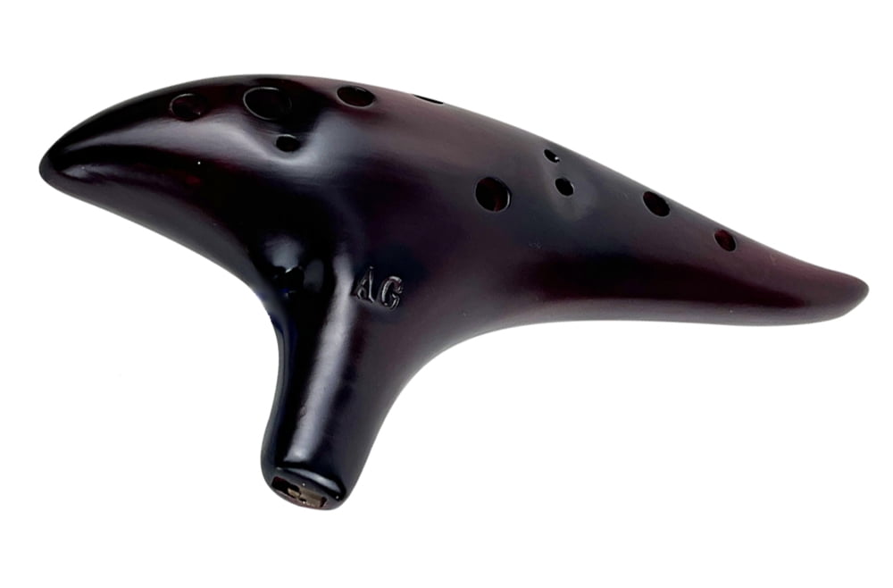 Premium Fine-Crafted Ceramic 12-Hole Alto C Ocarina Flute Black