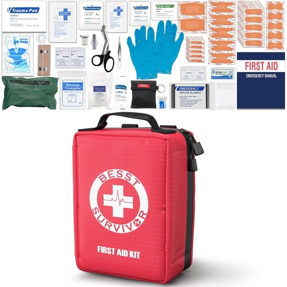 Premium First Aid Kit with Labelled Compartments, Waterproof & Organized Molle Medical for Home, Car, Hiking, Camping, Travel Roadside Emergencies and Everyday Safety