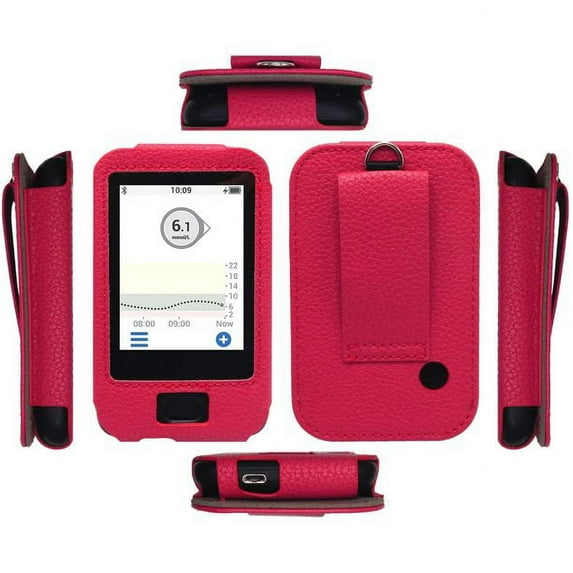Premium Fitted Leather Case with Screen Protector, Universal Belt Clip & Carabiner for Dexcom G6 Mobile CGM Receiver