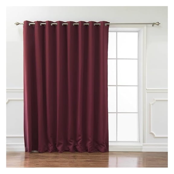 Premium Flame Retardant Thermal Insulated Fire Retardant Blackout Curtain - Antique Bronze Grommet Top - Burgundy - 100" W x 84" L - (1 Panel)