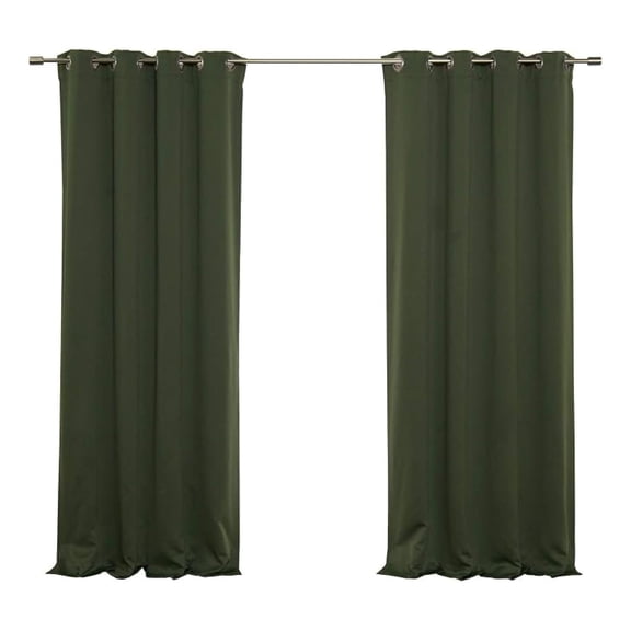 Premium Flame Retardant Thermal Insulated Fire Retardant Blackout Curtain - Antique Bronze Grommet Top - Moss - 52" W x 84" L - (2 Panel)