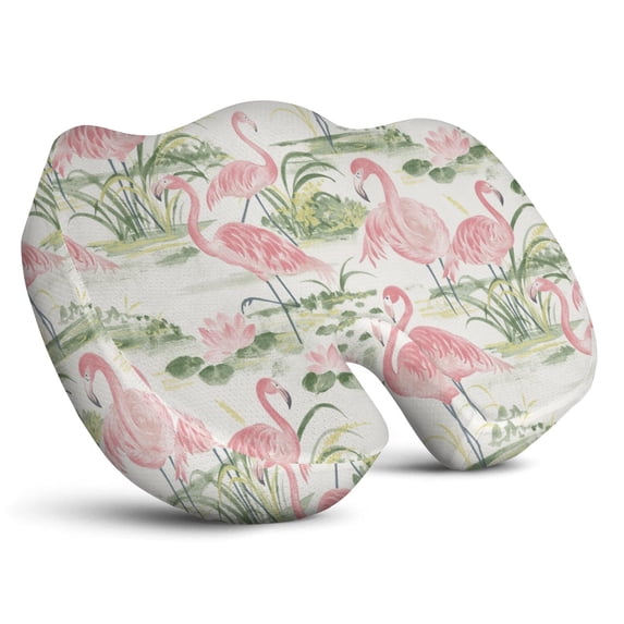 Premium Flamingo Pattern Memory Foam Seat Cushion Ergonomic Chair Pad for Office Chair, Car, Airplane & Bleachers Sciatica, Tailbone Hip & Back Pain Relief - Chair Cushion for Long Office Workers.