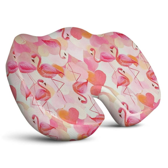 Premium Flamingo Pattern Memory Foam Seat Cushion Ergonomic Chair Pad for Office Chair, Car, Airplane & Bleachers Sciatica, Tailbone Hip & Back Pain Relief - Chair Cushion for Long Office Workers.