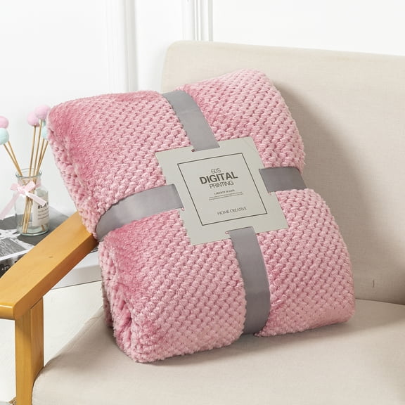 Premium Flannel Fleece Bed Throw Blanket for Sofa Couch | Waffle Textured Soft Fuzzy Blanket | Warm Cozy Microfiber Plush