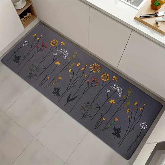 Premium Flannel Kitchen Mat, 0.43 Inch Thick Non-Slip Rug with Anti-Slip Backing, Comfort Cushion Standing Mat Runner, 1PC, Perfect for Kitchen and Home Office Flooring