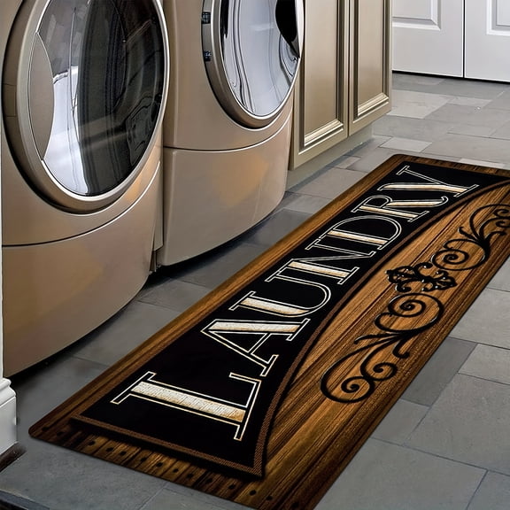 Premium Flannel Laundry Room Rug Runner, 0.43inch Thick & Non-Slip Backing, Over 500g/m² Washable Floor Mat for Mudroom Kitchen Washroom Fall Decor