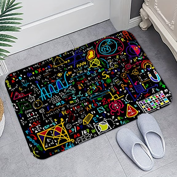Premium Flannel Non-Slip Backing Area Rug - Educational Math & Science Theme, Perfect for Indoor/Outdoor Entrance, Bathroom, Kitchen, Living Room Decor
