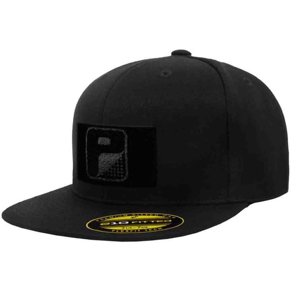 Pull Patch Premium Flat Bill Flexfit Hat – Black Baseball Cap with 2x3 Loop for Morale Patches