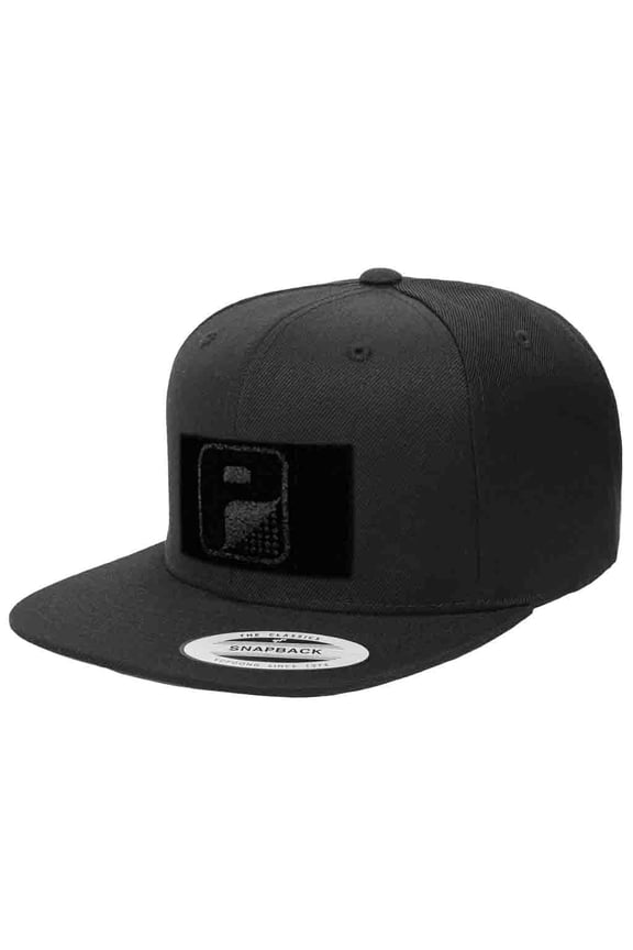 Flat Bill Premium Snapback Hat | Black Baseball Tactical Cap | 2x3 in Loop Surface to Attach Morale Patches