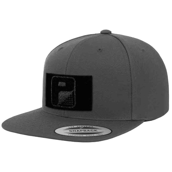 Pull Patch Flat Bill Premium Snapback Hat | Dark Grey Baseball Tactical Cap | 2x3 in Loop Surface to Attach Patches