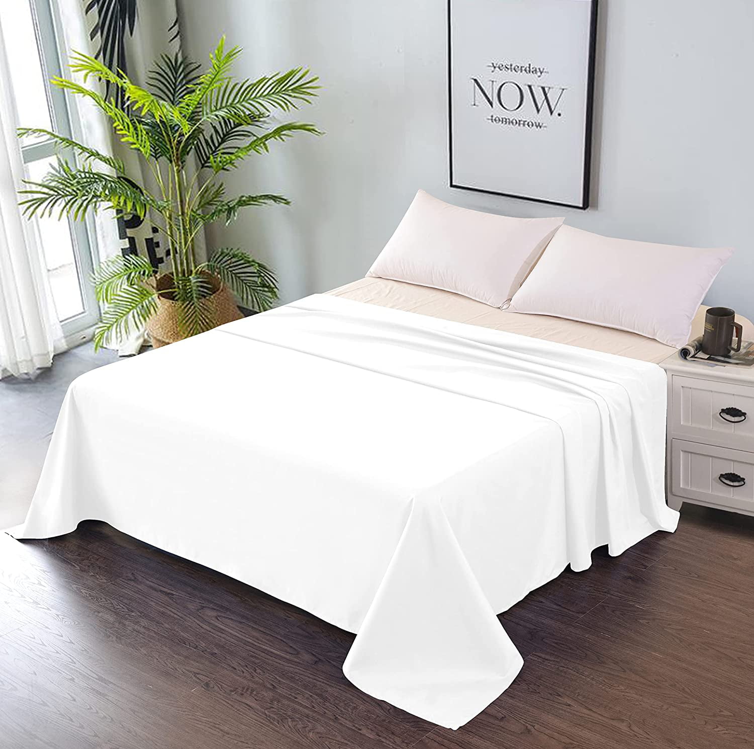 Premium Flat Sheet - Breathable and Soft - Bed Top Sheet Only - Easy